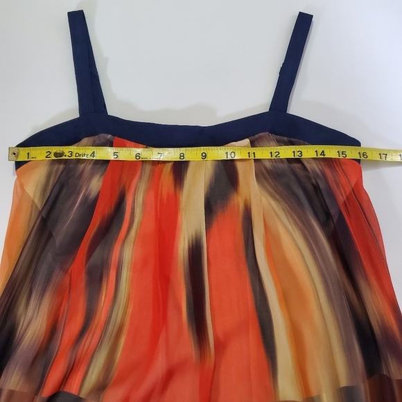 7321 * Bebe Chiffon Maxi Dress Navy Blue Orange Size 4 NWT - Picture 8 of 9